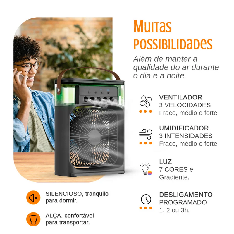 Mini Ar Condicionado e Umidificador de Ar Portátil