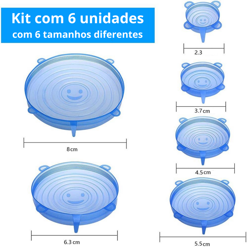 Tampas de Silicone - Kit com 6