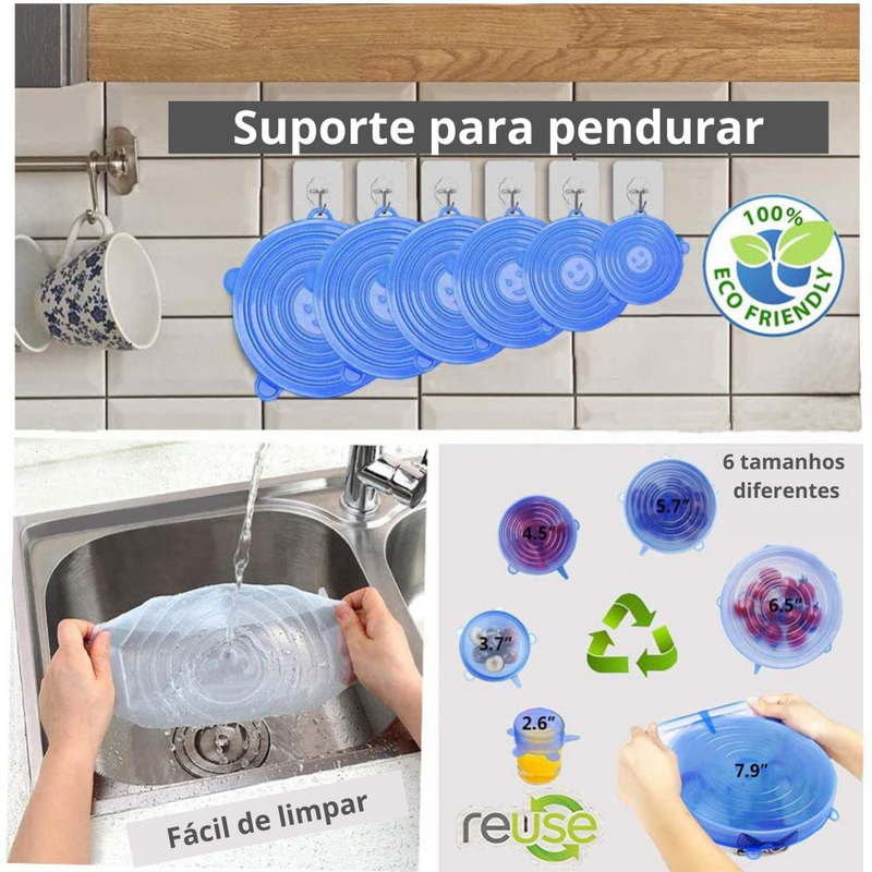 Tampas de Silicone - Kit com 6